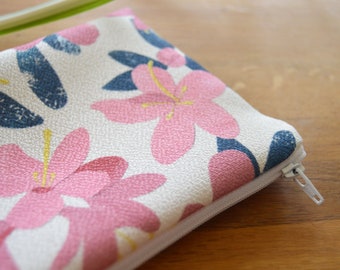 Rhododendron Flower Recycled Fabric Cosmetic Bag - Eco Woven, Eco-friendly Purse