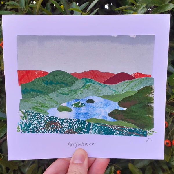 Original Angle Tarn Lake District Paper Collage Landscape - Paper Cut, One Off Artwork