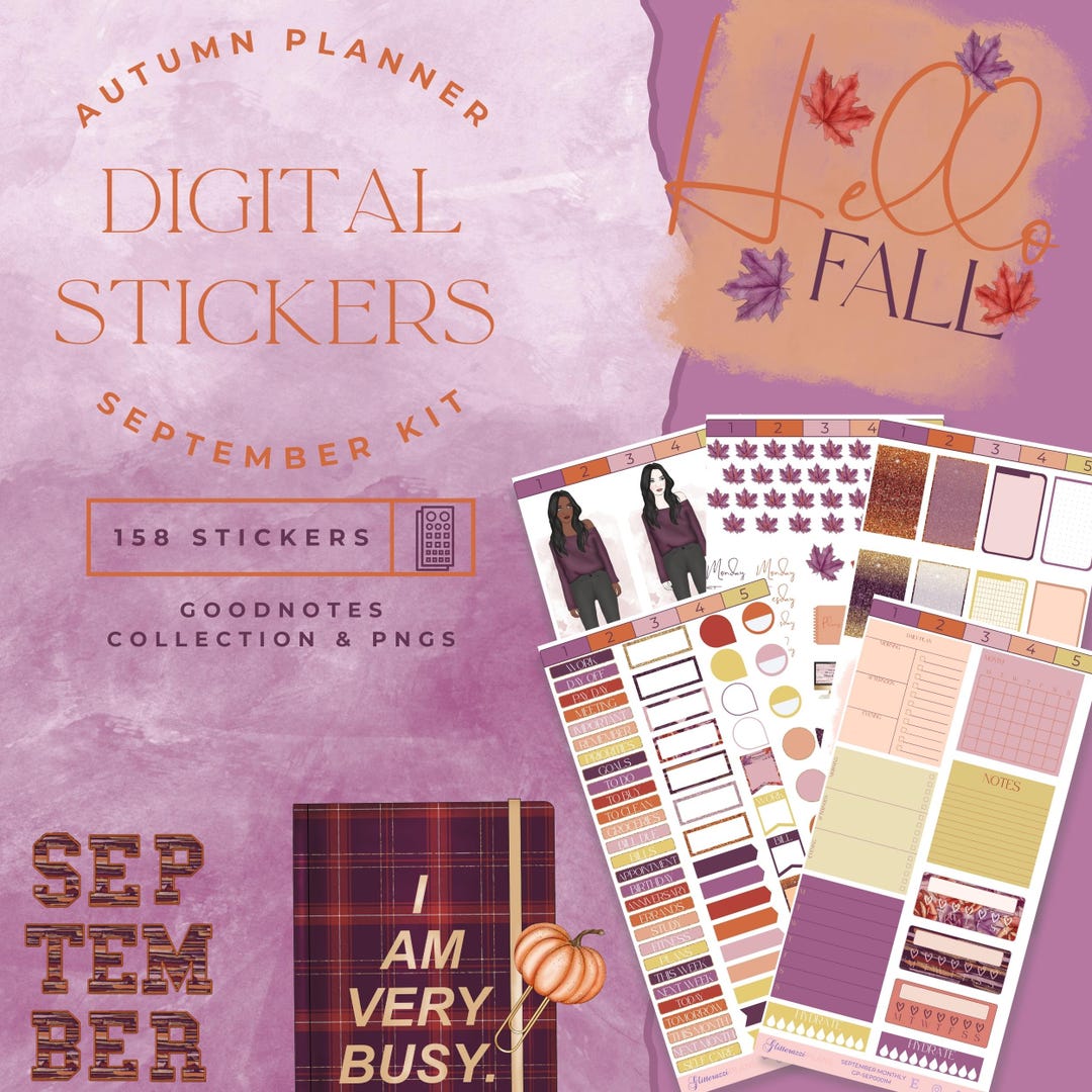 Autumn Digital Sticker Pack | September Kit | 158 Fall Planner Stickers ...