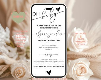 Minimalist Oh Baby Shower Digital Invitation