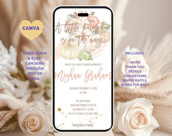 Lil' Pumpkin Baby Shower Digital Invitation