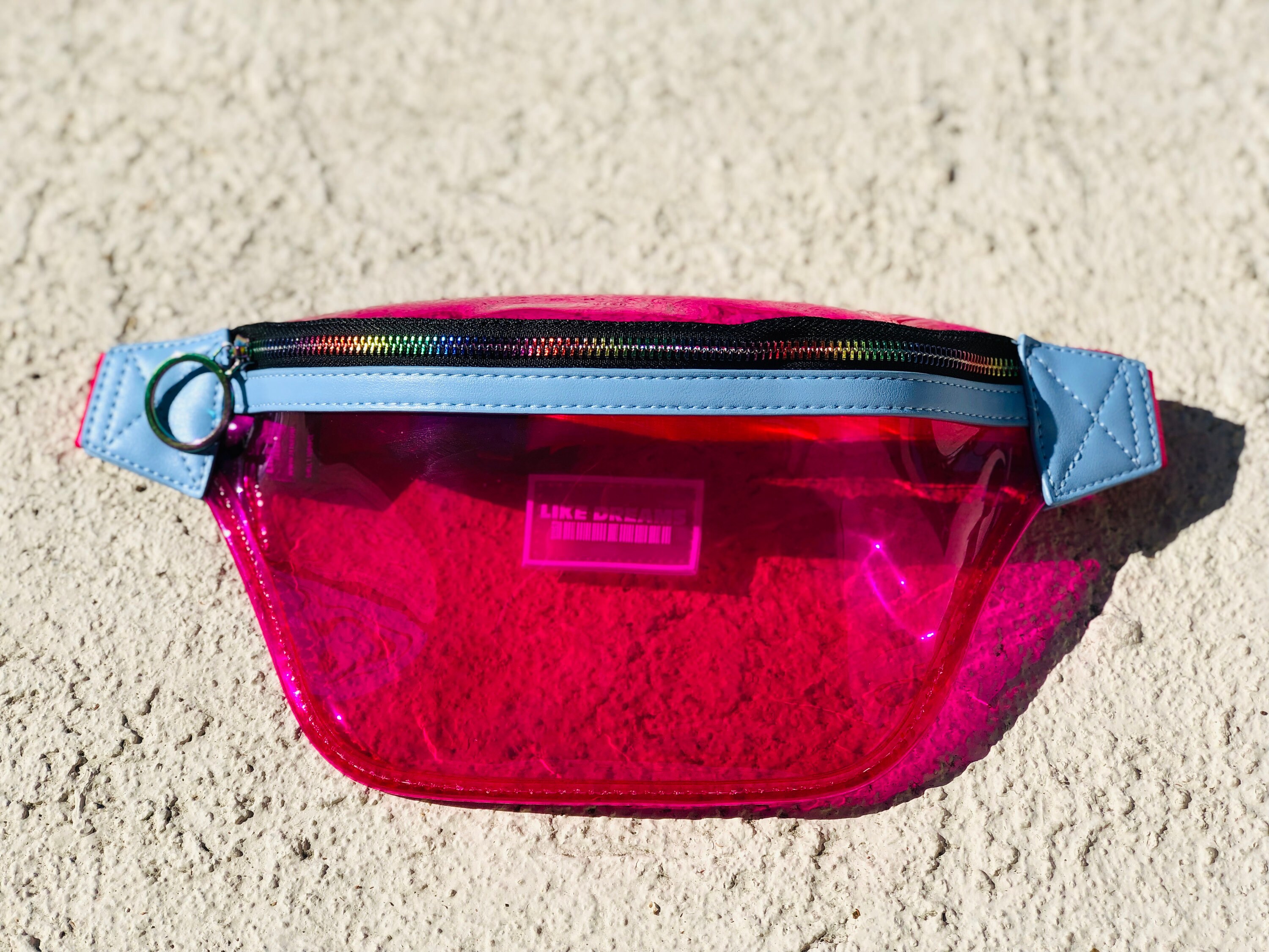 pink clear fanny pack