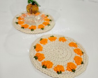 Pumpkin Crochet Coasters // Fall Autumn Decor