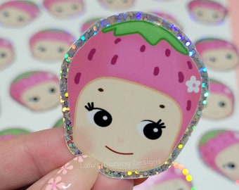 Sonny Angel Strawberry Sticker // WATERPROOF //glitter berry baby cherub