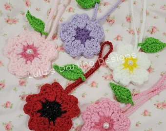 Sakura Flower Crochet Keychain Hanger // MULTIPLE COLORS // Made to order