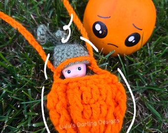 Angel Pouch Holder Pumpkin Keychain Crochet // kewpie sonny