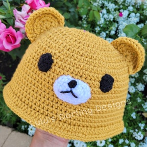 Kuma Bear Crochet Bucket Hat