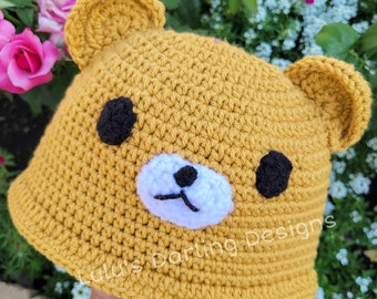 Kuma Bear Crochet Bucket Hat