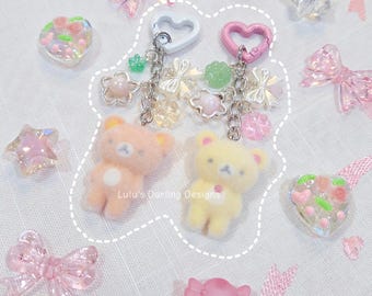 Girly Bear clutter keychains // handmade beaded charm