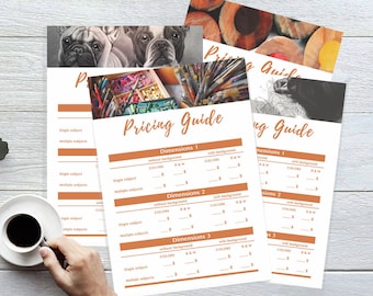Price Guide List for traditional artists - Custom Artwork price sheet - price guide (dollars)