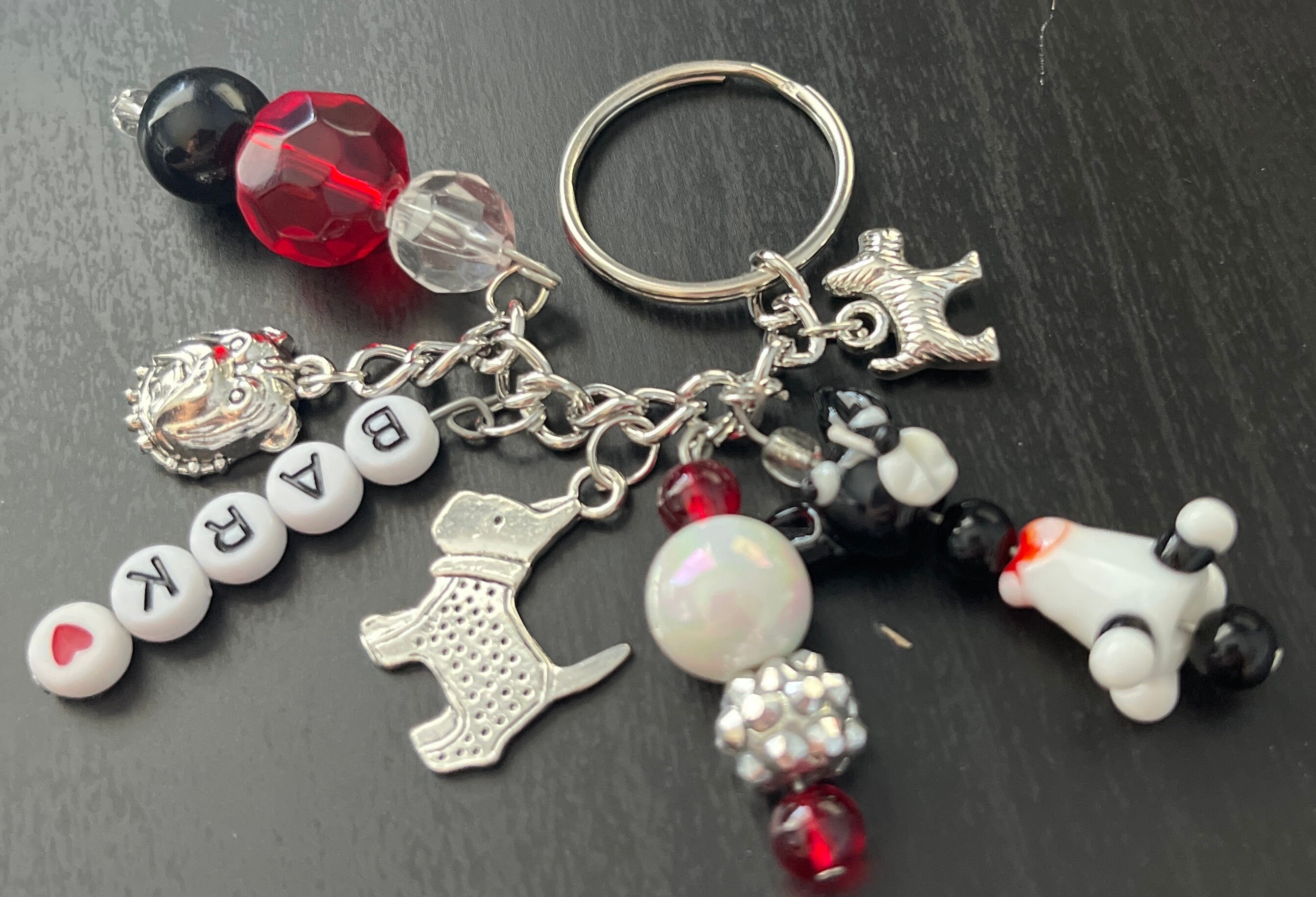 Dog Themed KEY CHAIN Black, White, Red & Silver (et7) - Etsy
