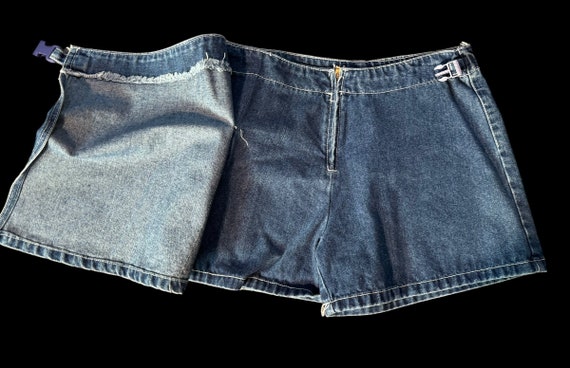 Vtg Second Generation Y2K Mini Denim Skort Skirt … - image 10