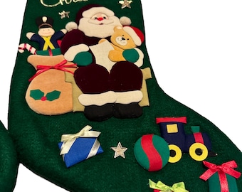 Vintage Prima Creations Merry Christmas Santa Stockings Green (set of 2)