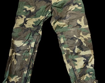USGI Woodland Camouflage Improved Wet Weather Rainsuit Pants Trousers Large