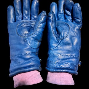 Vintage Conroy Blue Leather Ski Gloves M zdjęcie 2