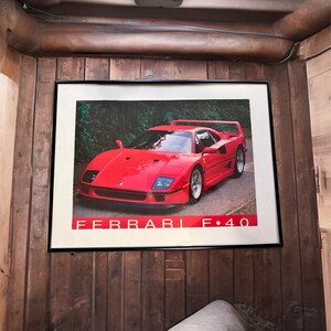Póster vintage original de Ferrari F40 enmarcado 24,5"x 18,5" Decoración de pared de cueva para hombres