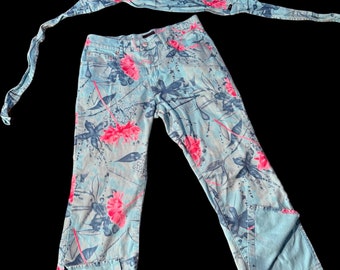 VTG Tommy Hilfiger Women's 2pc Set Floral Halter Top & Cropped Pants 7 /L Y2K