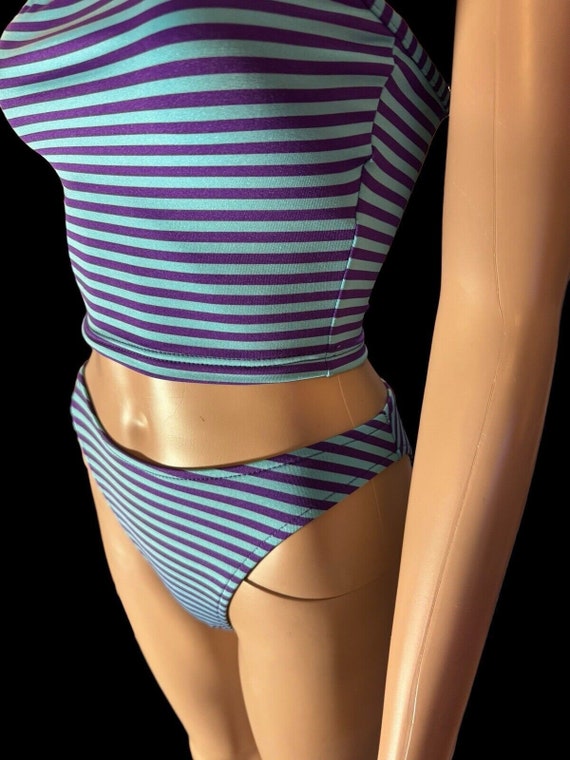 Vintage Sunset Beach Striped Bikini Women's Size … - image 5