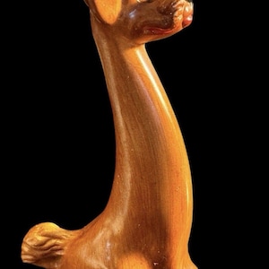 Vintage 1950s Cartoon Poodle Dog French Puppy Faux Wood Statue 5.5