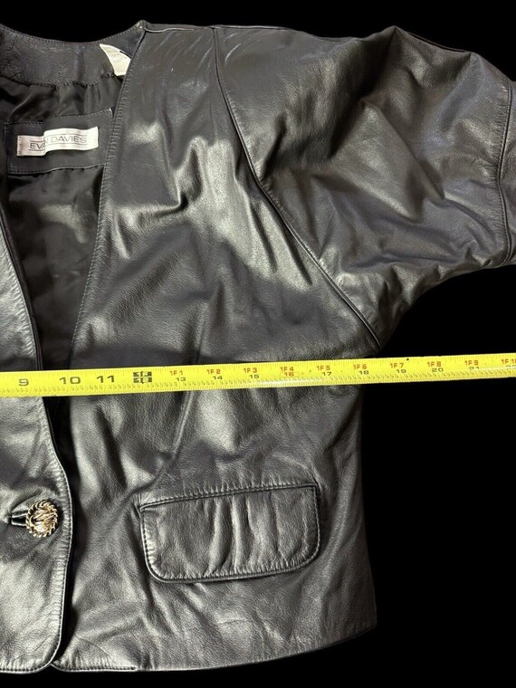 Vtg 80's Evan Davies black leather cropped jacket… - image 6