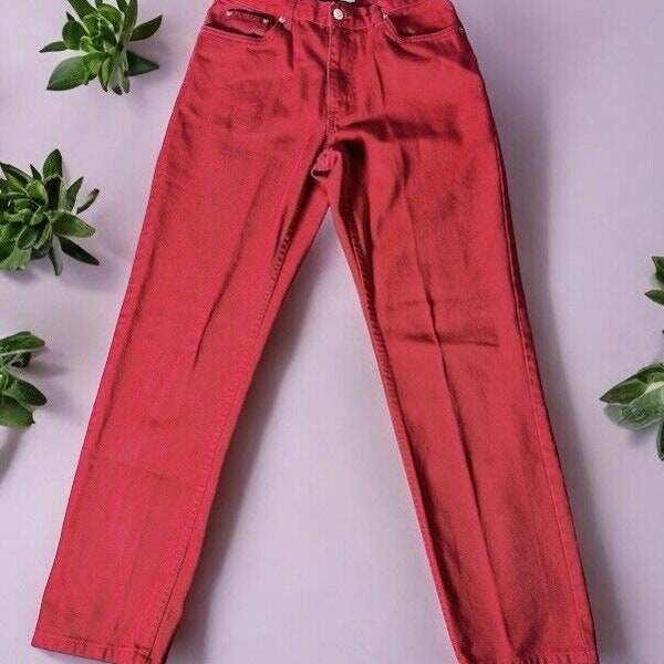 Vintage Tommy Hilfiger Jeans Womens Red Cotton Denim Size 6 90s Y2K