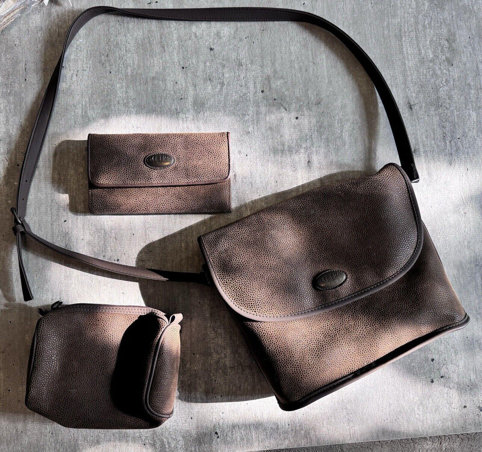 Metro Gear Handbag Crossbody Purse 3pc Set Brown Vtg Etsy Ireland
