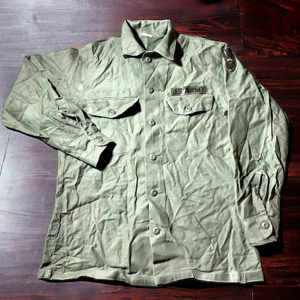 Vintage 50s US Army OG 107 Utility Shirt Military Jacket L/XL