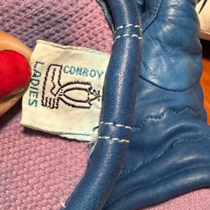 Vintage Conroy Blue Leather Ski Gloves M zdjęcie 6