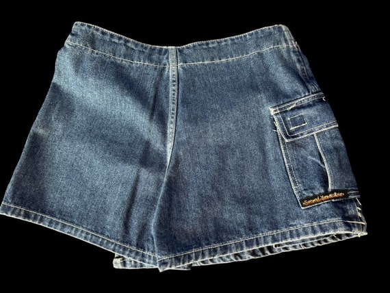 Vtg Second Generation Y2K Mini Denim Skort Skirt … - image 3