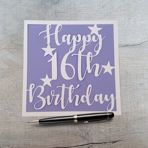 Carte de 16e anniversaire faite main, 16e carte pour elle, 16e carte pour lui, Joyeux 16e anniversaire