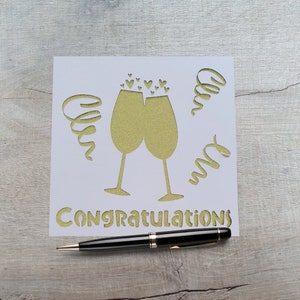Carte de félicitations faite main, carte de mariage, carte de fiançailles, carte de champagne, carte de mariage