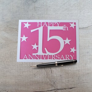 Biglietto d'auguri fatto a mano per il 15° anniversario di matrimonio, biglietto d'auguri per la moglie, biglietto d'auguri per il marito.