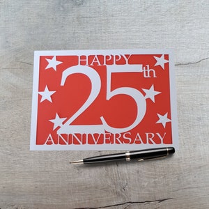 Biglietto d'auguri fatto a mano per il 25° anniversario di matrimonio, biglietto d'auguri per la moglie, biglietto d'auguri per il marito.
