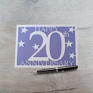 Biglietto d'auguri fatto a mano per il 20° anniversario di matrimonio, biglietto d'auguri per la moglie, biglietto d'auguri per il marito.