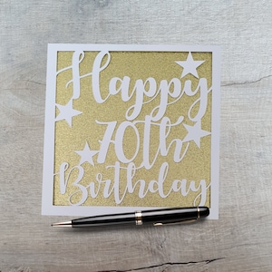 Handmade 70th Birthday Card, 70th Card for her, 70th Card for him, Happy 70th Birthday