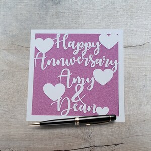 Tarjeta de aniversario personalizada, tarjeta de pareja personalizada, aniversario de bodas, tarjeta para aniversario, elija dos nombres.