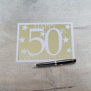 Biglietto d'auguri fatto a mano per il 50° anniversario di matrimonio, nozze d'oro, biglietto d'auguri per l'anniversario della moglie, biglietto d'auguri per l'anniversario del marito.