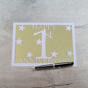 Biglietto d'auguri fatto a mano per il primo anniversario di matrimonio, biglietto d'auguri per la moglie, biglietto d'auguri per il marito.