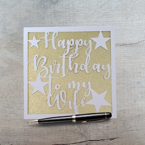 Handmade Wife Birthday Card, Happy Birthday Wife, Wife birthday, Card for Wife.