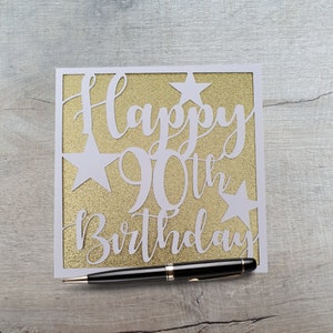 Handmade 90th Birthday Card, 90th Card for her, 90th Card for him, Happy 90th Birthday