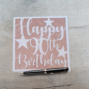 Tarjeta de 90 cumpleaños hecha a mano, tarjeta de 90 cumpleaños para ella, tarjeta de 90 cumpleaños para él, feliz 90 cumpleaños