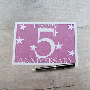 Biglietto d'auguri fatto a mano per il quinto anniversario di matrimonio, biglietto d'auguri per la moglie, biglietto d'auguri per il marito.