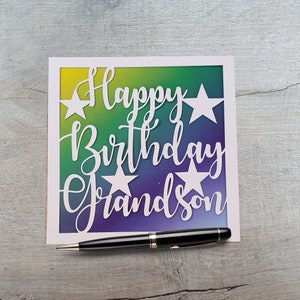 Carte d'anniversaire de petit-fils faite main, joyeux anniversaire petit-fils, anniversaire de petit-fils, carte pour petit-fils.