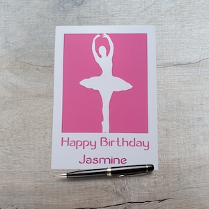 Personalised Ballerina Birthday card, Ballerina Card, Birthday Card for her, Birthday Card for girl, Choose any name.