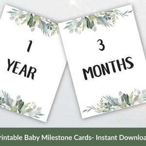 Cartes d'étape de bébé de verdure, cartes de photo de bébé, photo mensuelle de bébé, imprimable, téléchargement immédiat