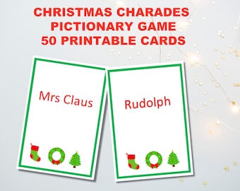 Christmas Party Game, Charades Game, pictionary game, Christmas Printable, Instant Digital Download