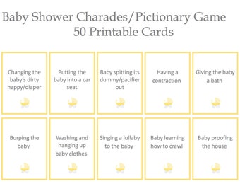 Baby Shower Game Charades Pictionary Game Pink And Gray Etsy Baby Shower Game Charades Pictionary Game Pink And Gray Etsy