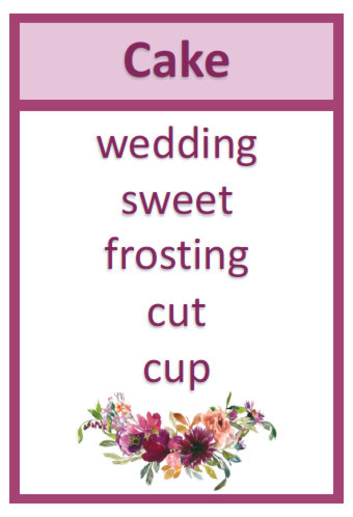 Taboo Bridal Shower Game, Burgundy, Floral, Wedding Taboo Game ...