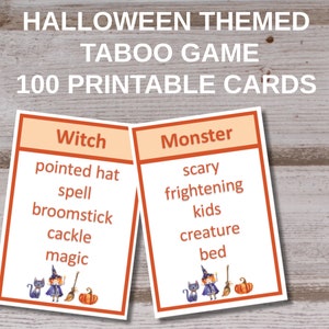 Halloween taboo game, Halloween party game, Printable, INSTANT Digital Download