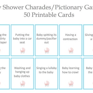 Baby shower charades pictionary game, gender neutral, Printable, INSTANT Digital Download image 1